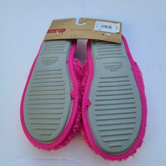 Dearfoams Dluxe Womens Plush Merry Vibes Holiday Slippers Pink Large (9-10) NEW - Picture 3 of 5